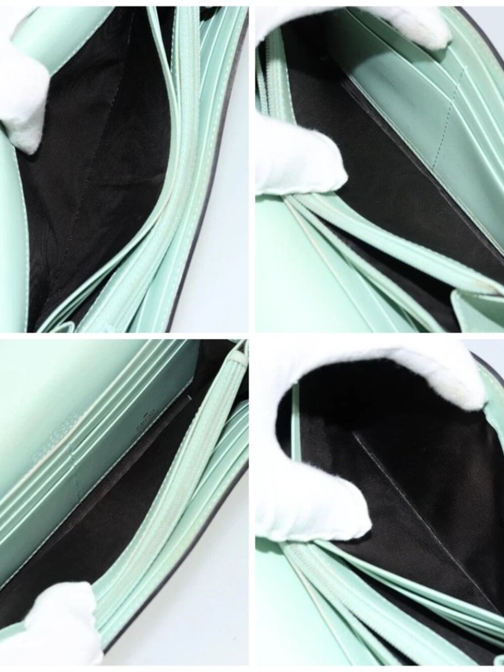GUCCI GG Canvas Guccissima Long Wallet Leather Green Gold 548055 Auth bs35079A - Picture 15 of 16